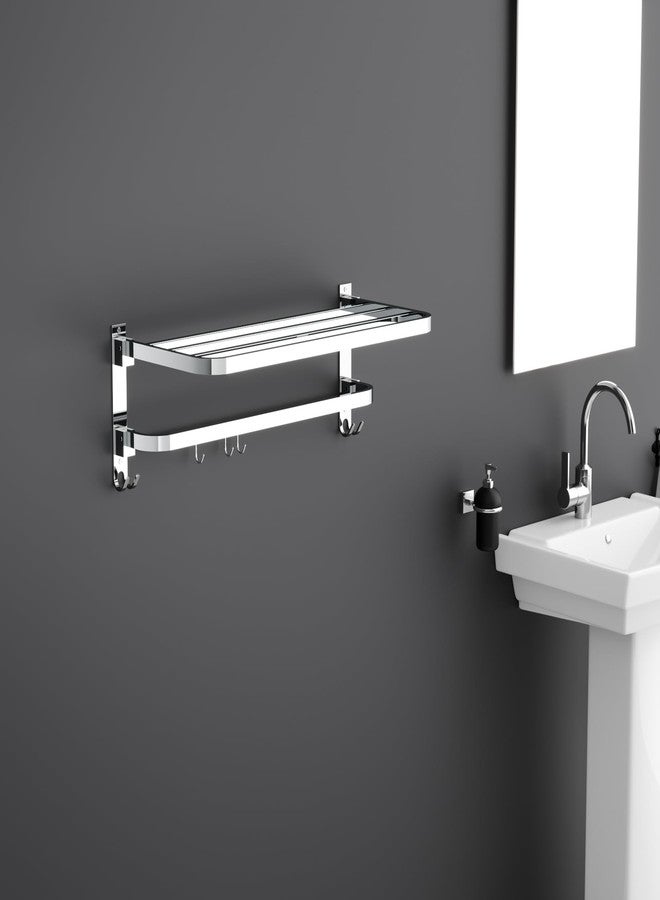 FERIO Bathroom Hangers for Clothes, Bathroom Accessories Set of Towel Stand (Towel Rack), Anti Rust Stainless Steel Towel Rod for Bathroom Clothes Holder, Chrome Finish, 24 Inch (Pack of 1) - Image 4